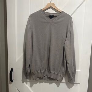 Classic Gray V-Neck 100% Cotton Sweater
